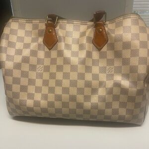 Louis Vuitton Beige and Brown Checkered Satchel